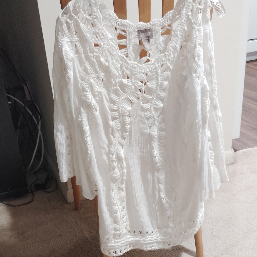 Chico's White Crochet Women's Blouse New Without Tag